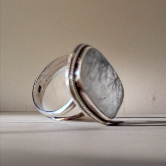 Brighton Jewelry - This piece is a black rutilated quartz ring set in sterling silver. Size 8